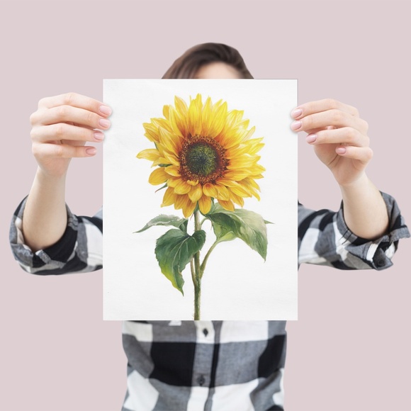 Watercolor Sunflower Wall Art Print, Unframed - Radiant Floral Bliss - Picture 4 of 7